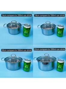 Stainless Steel Soup Pot, Single Serve Hot Pot For Cooking Soup, Noodles, Porridge, Suitable For Induction Cooktop, Gas Stove, Electric Ceramic Stove, Home, Fast Food, Restaurant, Canteen, Picnic - Silver - View 9