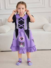 HELLO KITTY AND FRIENDS | SHEIN 3双装女童纯棉柔软透气吸湿短袜，粉色、紫色、白色可爱卡通图案，加固趾部和后跟，经久耐穿，四季皆宜，适合学校和户外活动，夏季和冬季均可穿着。 - 彩色 - 查看 4