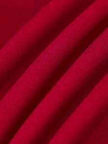 SHEIN 少女连帽卫衣，秋冬新款，长袖连帽卫衣，红色上衣，袖子上饰有白色蝴蝶结，舒适修身休闲运动卫衣，可与家人/姐妹穿着搭配 - 紅色 - 查看 6