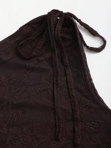 Sweetra New Design Asymmetric Lace Dress For Women - Brown - View 3