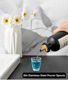 11.80Z Glass Mouthwash Dispenser ForBathroom With Stainless Steel & BambooNozzle, Mouthwash Cup Reusable, BambooTray, And Elegant Gold Sticker.(Clear - Multicolor - View 12