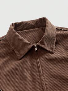 ROMWE MEN Grunge Punk Men's Autumn Zip-Up Collar Pocket Casual Jacket