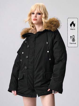 Manteau matelassé à col en fausse fourrure, parka épaisse et chaude pour femme, coupe ample et à la mode, nouveauté hiver