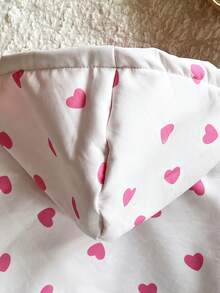 SHEIN 女婴秋冬季多功能日常保暖带内衬可爱樱桃图案连帽外套 - 淺粉色 - 查看 5