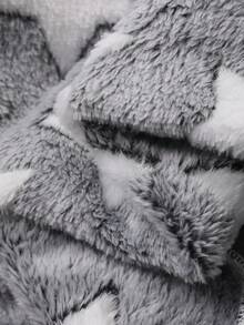 DAZY 2 piezas Conjunto de pijama esponjoso de felpa de coral con estampado de estrellas, con ajuste holgado, top con capucha y pantalones, para otoño/invierno, ropa cómoda para mujer - Gris - Ver 9