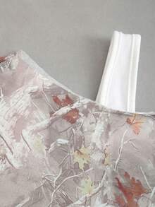 Sweetra Branch Print Bicolor Asymmetrical Neck Cropped Sweatshirt For Women Graduation,Back To School,Graduation,Teacher,Back To School Pullover Fall - Multicolor - View 4