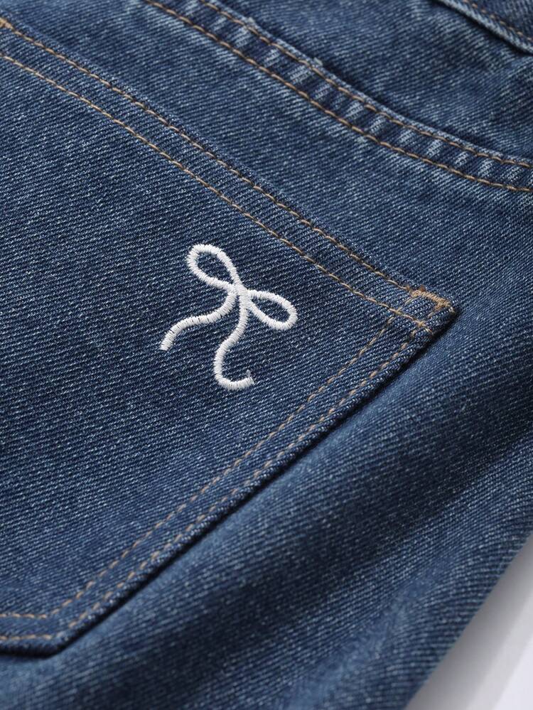 Shorts vaqueros de mujer con bordado de lazo