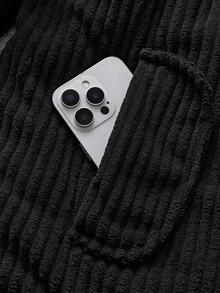 SWAVVY Men's Solid Color Minimalist Everyday Zip-Up Thick Coat, Winter - Black - View 5