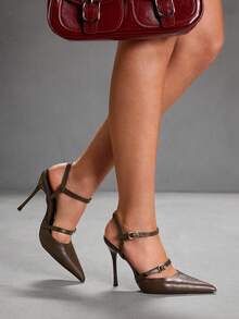 CUCCOO SZL 女士休闲简约纯色高跟鞋 - 咖啡棕 - 查看 9