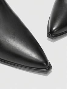 CUCCOO BIZCHIC Botas de tobillo con tacón alto grueso y punta puntiaguda, versátiles y de moda