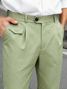 Manfinity Mode 大码男士时尚百搭纯色休闲裤 - 薄荷綠 - 查看 4