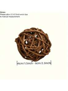 1pc/Set Small Pet Chewing Toy Ball - Rabbit, Guinea Pig, Hamster, Gerbil And Parrot Chew Toy - Brown - View 5