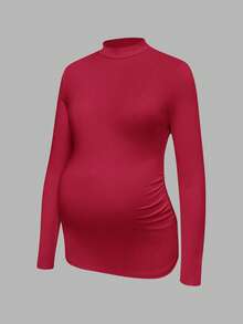 Modmama T-shirt col montant unicolore décontracté de maternité, automne/hiver