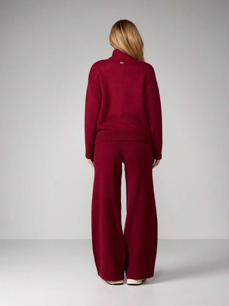 Missguided x Playboy Christmas Knit Zip Up Cardigan Wide Leg Trouser Matching Coord Set Autumn Winter Loungewear
