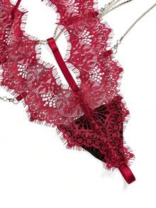 Fantasy Costume 5 件套性感束身衣内衣服装，幻想服装 DarkRomance - 酒紅色 - 查看 3