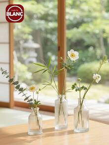 Madebyblanc 1 pièce ou 3 pièces/set Vases en verre, vases petits lâches, mini vases nervurés, vases décoratifs centraux, vases transparents rétro pour décoration de table, mariage, fête, réception, décoration de la maison
