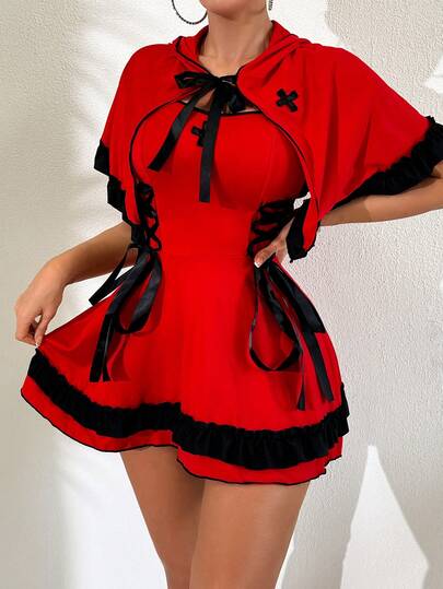 SHEIN 2 件女士服装套装（连衣裙和斗篷）