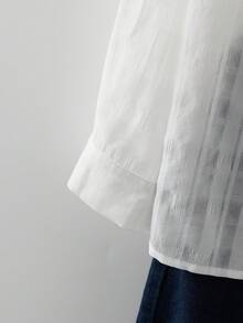 EMERY ROSE Plus-Size Women's Casual Vacation Commuting Autumn Shirt - White - View 7