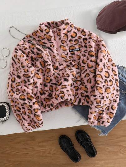 1pc Tween Girl Half Zip Fleece Sweatshirt, Stand Collar Half Zip Pullover Long Sleeve Casual, Autumn/Winter