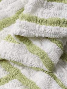 DAZY Ensemble de pyjama femme 2 en 1 en tissu texturé rayé doux - Vert - Voir 9