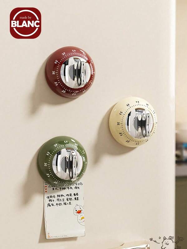 Madebyblanc ساعة توقيت مغناطيسية للمطبخ، ساعة توقيت ميكانيكية بدون بطارية، لون عشوائي قطعة واحدة