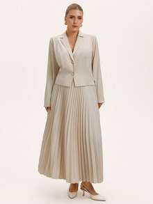 Aveloria Rosie 秋季英伦风哑光碎花西装外套+百褶裙2件套女