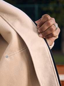 SWAVVY 男士时尚撞色翻领夹克，秋季/秋冬季，弹力面料