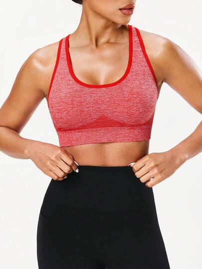 Seamluxe SHEIN Sport 1pc Medium Support Seamless Sports Bra, Racerback Design