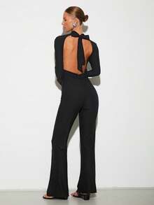 Nuvra Women's Long Sleeve High Neck Double Layer Shapewear Dress With Lining, Slimming, Waist Cinching, Butt Lifting, Full Length Body Shaper Backless Jumpsuit Long Sleeve Jumpsuits For Woman Unitard Jumpsuit Sexy Jumpsuits Surprise Dance Outfit - Black - View 8