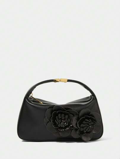 SHECARRY Women's Fashion Elegant 3D Flower Decor Evening Handbag
