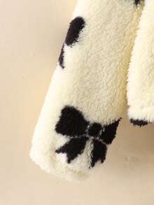 SHEIN 少女图案立领长袖拉链高领保暖泰迪夹克，羊毛开衫，温暖舒适，非常适合秋冬季休闲日常穿着和上学日常