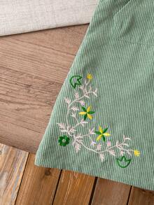 Emery Rose Kids Emery Rose Kids Tween Girls Embroidered Casual French Country Style Pinafore Dress, Green Dress 2 Piece Girls Shirt Set Green Girls Spring And Autumn Dress Girl Sage Green Flower Dress 2pcs Set Toddler Girls Cute Vintage Style Autumn And Winter Young Girls Dressse Corduroy Overall Dress Young Girls Autumn And Winter Girls Dress Chic Burgundy Corduroy Girl Dress With Ruffle Pocket Detail For Fall And Winter Infant Outfits Autumn And Winter Young Girls Dressse Girl S Spring And Autumn Dress - Green - View 8