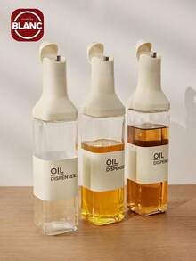 1 件 500 毫升厨房橄榄油分配器瓶、自动翻转醋分配器、防漏酱油分配器、玻璃调味瓶、防滴漏喷嘴烹饪分配器、玻璃瓶 - 白色 - 查看 1