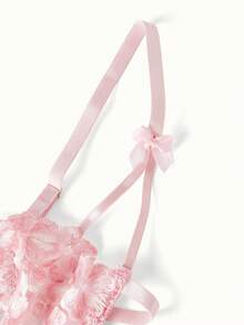 Bonmuse Ensemble de soutien-gorge en dentelle transparente à lacets avec broderie florale , lingerie pour femmes, idéal pour la Saint-Valentin, soutien-gorge ultra-fin kawaii