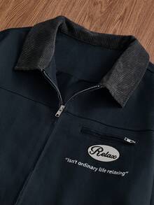 SWAVVY 标准尺寸男士时尚刺绣拼布长袖夹克