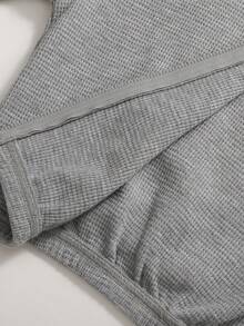 SHEIN Ensemble adolecente minimaliste décontracté : cardigan à capuche, veste courte, débardeur et pantalon évasé - Kaki - Voir 4