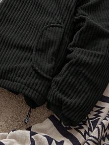 SWAVVY Men's Solid Color Minimalist Everyday Zip-Up Thick Coat, Winter - Black - View 3