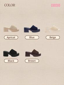 CUCCOO BASICS Women's Fashionable Black Fabric Upper Casual Sandals With Thick Platform And Chunky Heel Spring Shoes Spring Break Easter For Christmas - Black - View 14