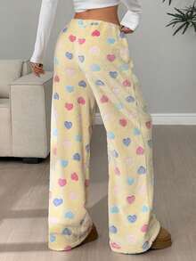 Flirla Christmas New Plush Printed Comfy Women Loose Straight Leg Pants Fall Cloth For Women - Yellow - View 2