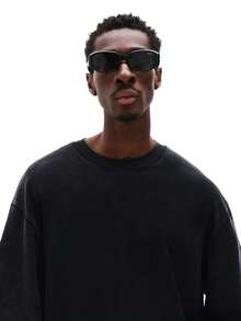 SUMWON Camiseta de Manga Longa Gola Redonda Regular Oversized para Sobreposição, Casual Streetwear