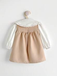 Cozy Pixies Conjunto de 2 piezas de camisa de manga larga con cuello y vestido sin mangas con botones para bebé niña, conjunto de ropa gruesa