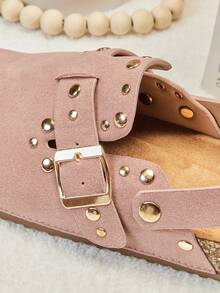 Mini mi #StarryWalk Giày Clogs quai sau bằng da lộn giả màu hồng BS đính đinh tán cho trẻ em – Giày lười mát mẻ cho đôi chân nhỏ nhắn tinh nghịch - Hồng - Xem 7