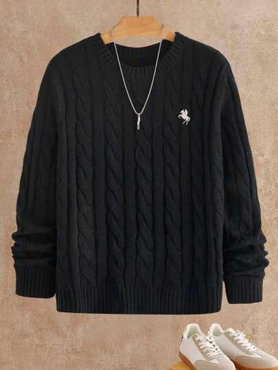 HIMLAND 男士时尚百搭圆领长袖毛衣，秋冬