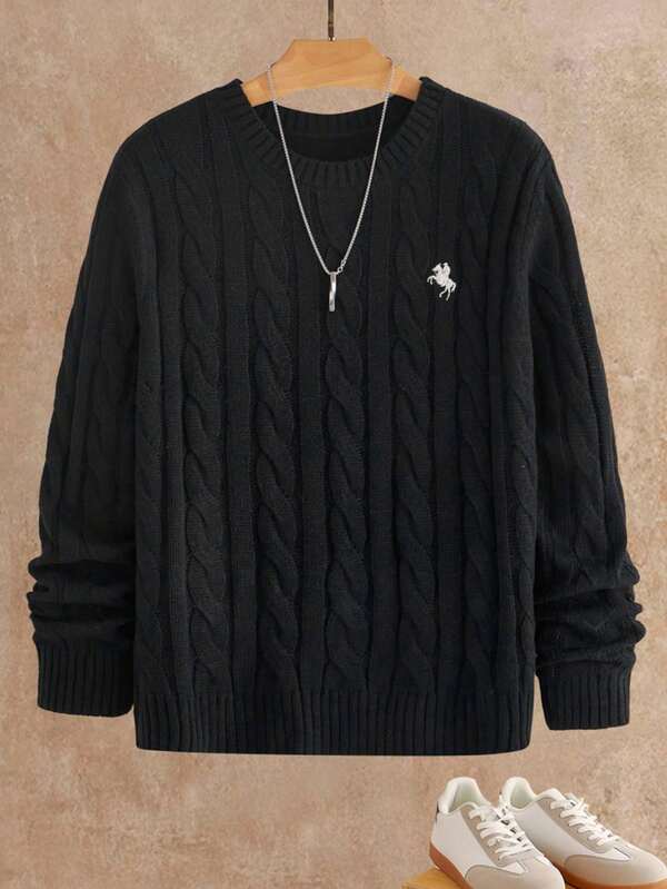 HIMLAND Men's Fashionable Versatile Crew Neck Long Sleeve Sweater, Autumn/Winter