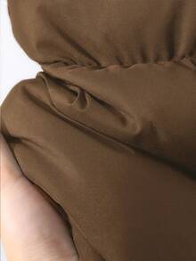 SHEIN 1 件青少年女孩休闲棉服外套，中长款，百搭秋冬