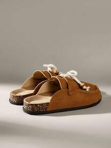 Solecia Women's Round Toe Brogues With Tassels And Full Rhinestones, Double Buckle Strap Flat Comfortable Shoes For Daily, Party, Commute, Fashion Versatile For Christmas - Camel - View 4
