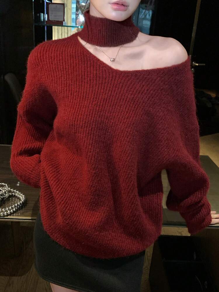 Women's Round Neck Korean Style Solid Color Casual Long Sleeve Sweater, Autumn/Winter,New Year