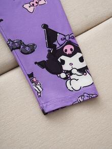 HELLO KITTY AND FRIENDS | SHEIN 2 件套女童可爱卡通图案圆领插肩袖上衣和宽松裤子休闲睡衣套装 - 彩色 - 查看 5