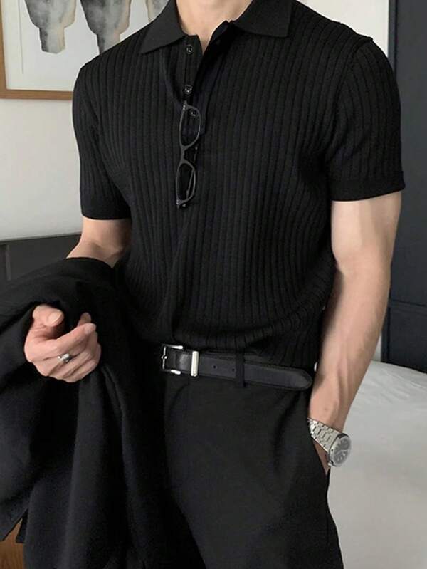 Manfinity Homme Men's Solid Color Short Sleeve Casual/Business Polo Shirt