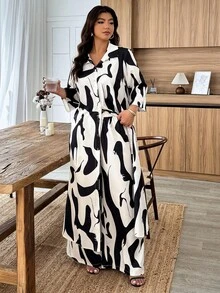 Weeklong Bộ 2 món áo sơ mi dài tay in họa tiết tie dye cỡ lớn dành cho nữ - Nhiều màu - Xem 5